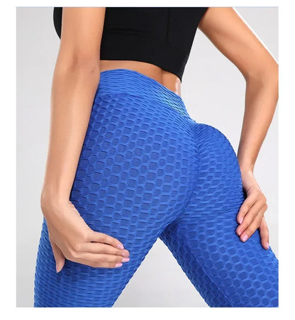 Women's High Waist Flared Yoga Pants with Bubble Hip Effect