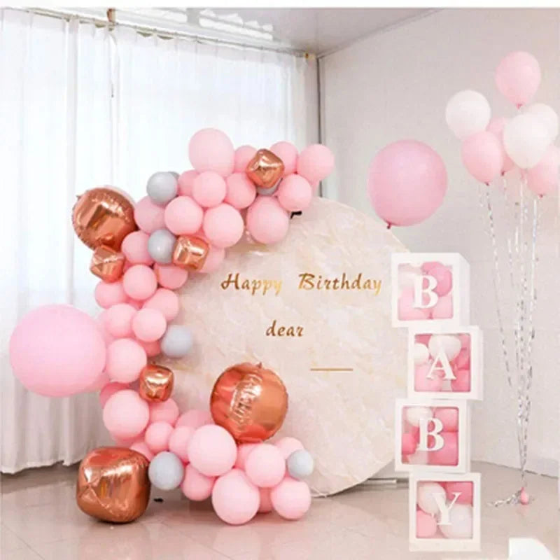 25/27cm Transparent Letter Baby Shower Box Birthday Wedding 1st Birthday Party Decorations Custom Cube Balloon with Letter Box