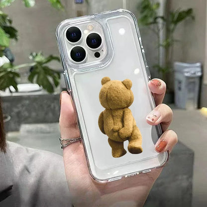 Teddy Bear Par Cartoon Telefonfodral för iPhone-modeller, mjukt genomskinligt stötsäkert bakstycke