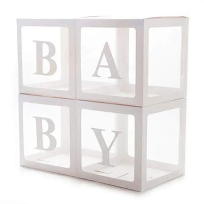 25/27cm Transparent Letter Baby Shower Box Birthday Wedding 1st Birthday Party Decorations Custom Cube Balloon with Letter Box