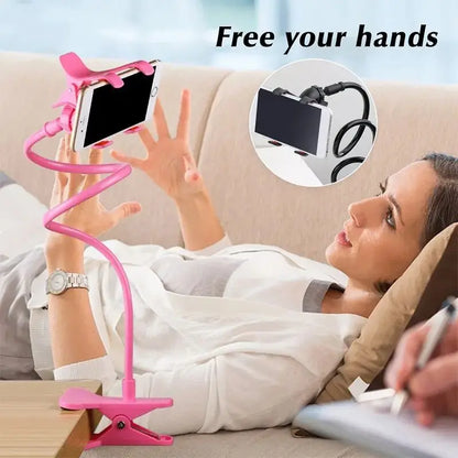 Universal Flexible Gooseneck Mobile Phone Holder – Adjustable Bed, Desk, and Table Clip Stand for Smartphones