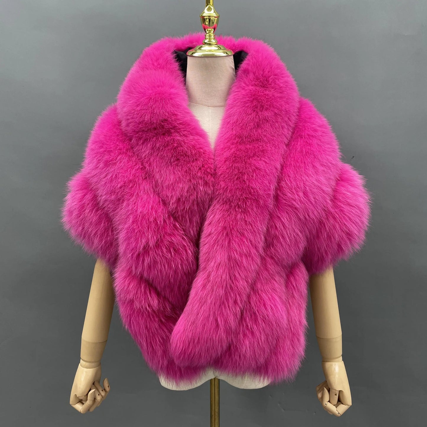 Fluffy Fox Fur Shawl and Poncho for Women