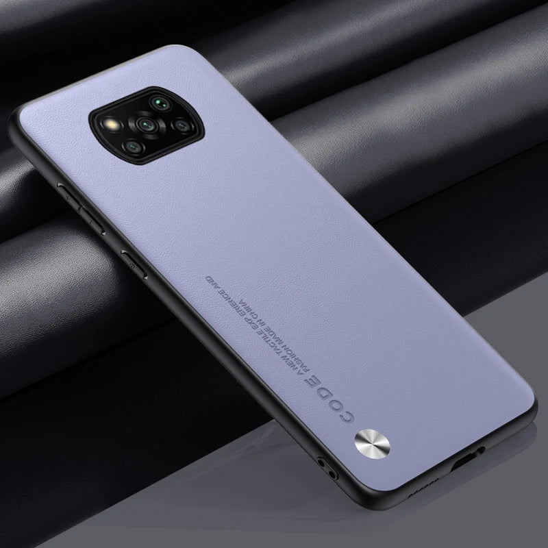 Lyxigt PU-läderfodral för Xiaomi Poco X3 Pro, matt bakstycke Silikonskydd för Poco X3 NFC, X3 Pro, Poco X3 Coque