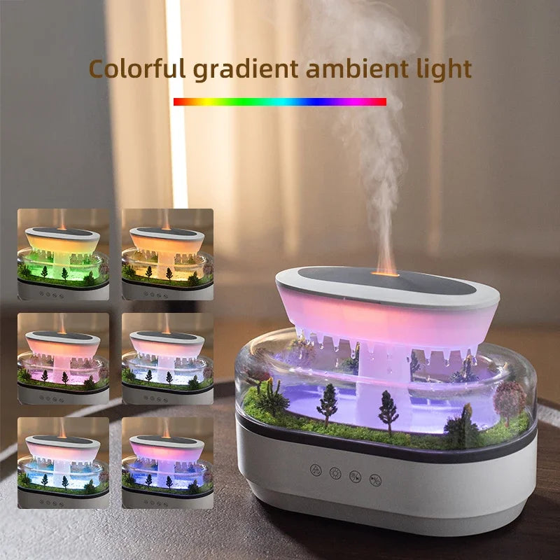 Micro Landscape Raindrop Aromatherapy Diffuser – Diffusor för eterisk olja med färgglad gradient omgivande ljus och dimma