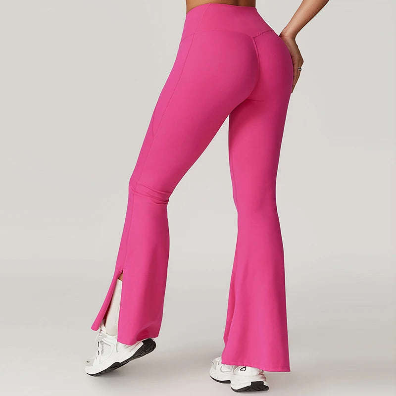 Women's High Waist Bell-Bottom Fitness Pants for Dance and Sports