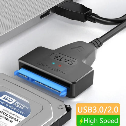 SATA till USB 3.0 / 2.0-kabel Upp till 6 Gbps för 2,5 tums extern hårddisk SSD-hårddisk SATA 3 22-stiftsadapter USB 3.0 till Sata III-sladd