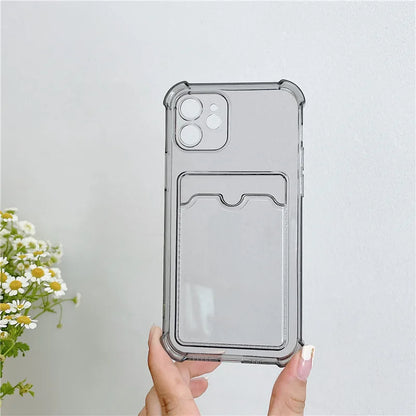 Card Bag Clear Sillicon Phone Case For Xiaomi Redmi Note