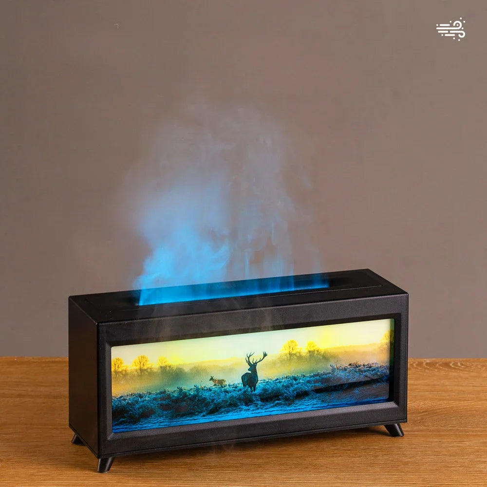 Home Fragrance Diffuser – Simulated Fireplace with Realistic Flames, Quiet Aroma Humidifier, Essential Oil Diffuser with Atmosphere Lamp