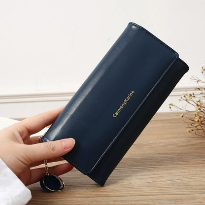 Fashion Women PU Leather Long Wallets Multi-functional Fold Purse Fresh Female Clutch Card Holder