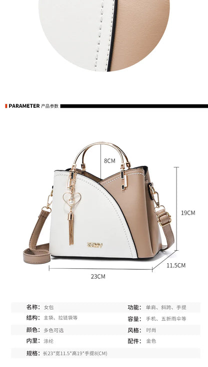 Newposs PU Leather Large Capacity Woman Handbag Grid Shoulder Bag Fashion Casual Luxury Designer Patchwork Crossbody Pack 2023