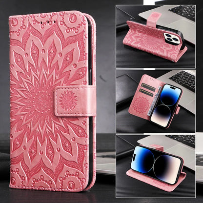 Pink Leather Phone Book Cover Flower Honor