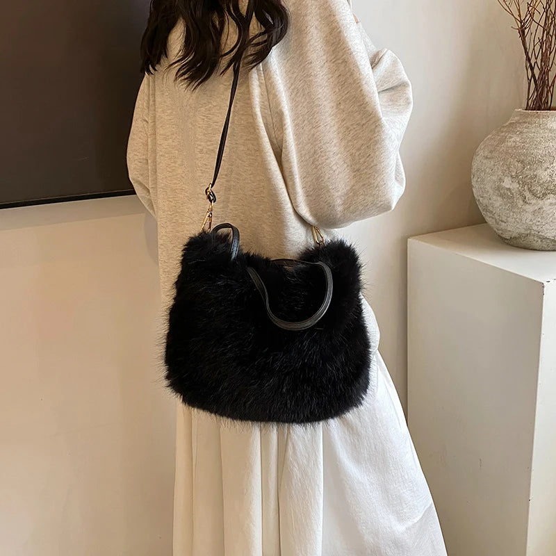 Luxury Faux Fur Bag: Winter Fluffy Crossbody, Soft Furry Plush