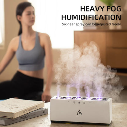 Desktop Ultrasound Flame Air Humidifier – 900ML Capacity, RGB LED Light, Dynamic Music Diffuser Mist Maker for Home