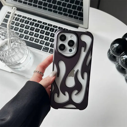 Nytt 3D Flame Pattern Hollow Slim Shockproof Case för iPhone