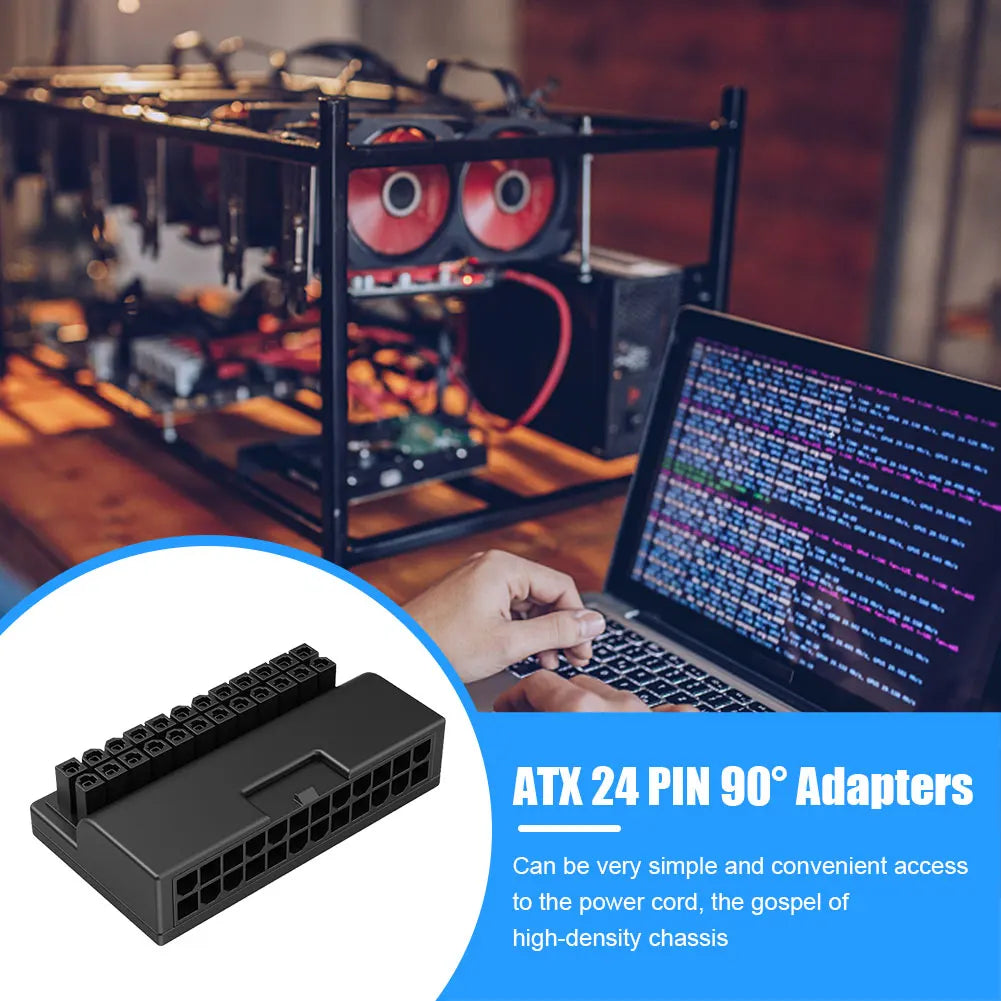 ATX 24 stift till 90 graders strömkontaktadapter Moderkort Moderkort Strömförsörjningskabel Anslutningar Modulära för strömförsörjningskablar