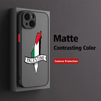 Matt transparent bakfodral för iPhone: Palestine Flag Map Passport Cover