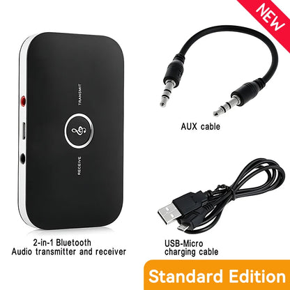 Upgrade B6 2 in 1 Bluetooth 5.3 Audio Receiver Transmitter 3.5mm AUX+RCA 600mAh Battery Wireless Adapter For Car PC TV Headphone