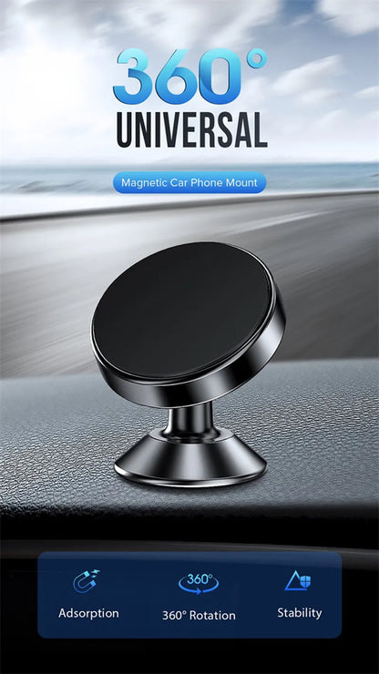 Magnetic Car Phone Holder with Dashboard or Wall Mount for iPhone, Samsung, and Xiaomi