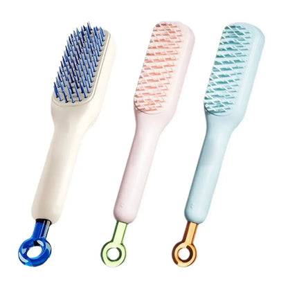 1pc Self-Cleaning Hair Comb – Anti-Static, Retractable, Rotating, Lifting Hairbrush with Scalp Massage and Safety Airbag.