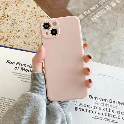 Luxury Liquid Pink Silicone Phone Case For iPhone 11 12 13 14 15 Pro Max Mini Xs X XR 6 6s 7 8 Plus SE Thin Soft Cover Fundas