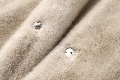 Belted Faux Mink Fur Coat with Hood Gradient and Luxurious