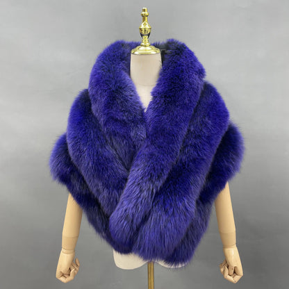 Fluffy Fox Fur Shawl and Poncho for Women