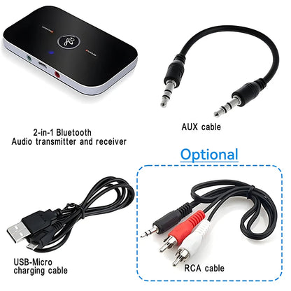 B6 2 IN 1 Bluetooth 5.3 Audio Transmitter Receiver 3.5mm AUX Jack RCA USB Dongle Musik trådlös adapter för bil PC TV Hörlurar