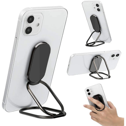 360-Degree Rotation Finger Ring Kickstand with Polished Metal Phone Grip for Magnetic Car Mount