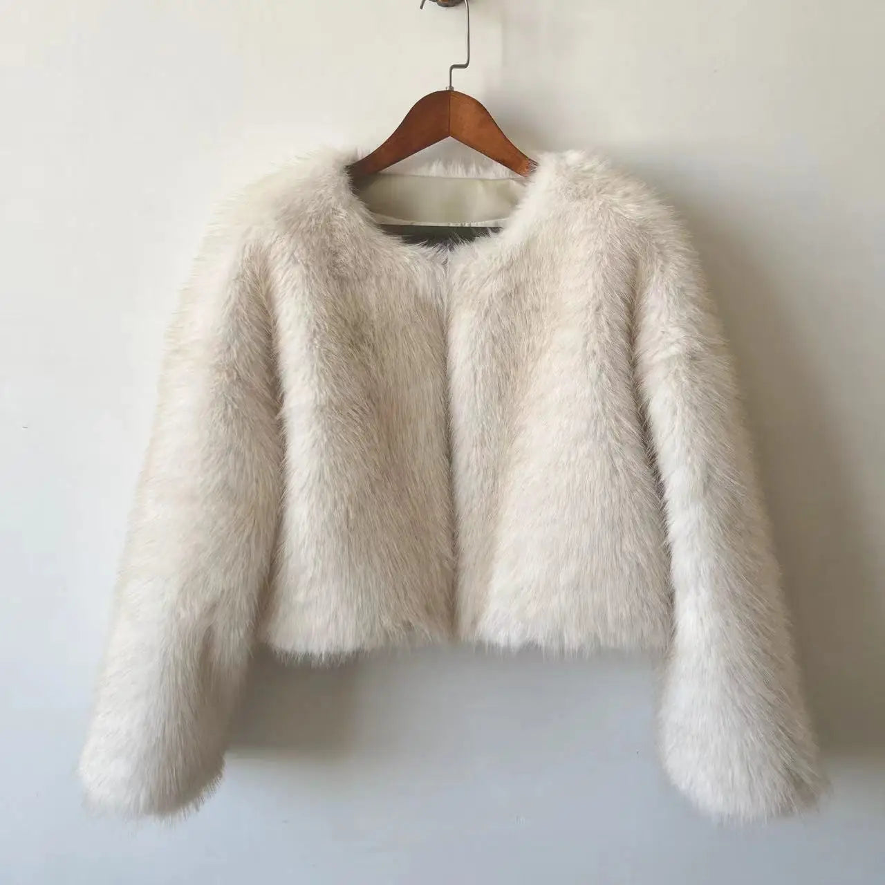 Gradient Cropped Faux Fur Jacka Snygg och fluffig