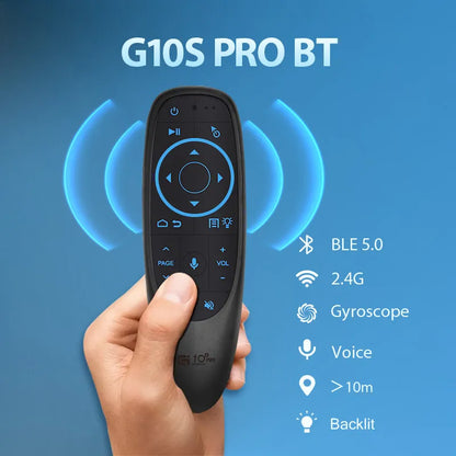 G10S Universal Voice Remote Control 2.4G trådlös bakgrundsbelyst IR-inlärning med Gyroscope Air Mouse Control för Android TV PC