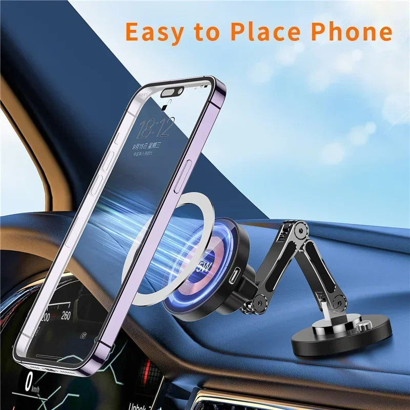 Magnetic Car Wireless Charger Stand Magnet Car Mount Fast Charging Station Phone Holder Bracket For Macsfae iPhone 15 14 13 12