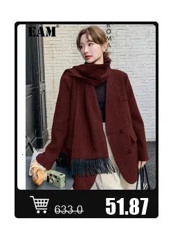 Loose Fit Irregular Button Woolen Coat med Lapel Design