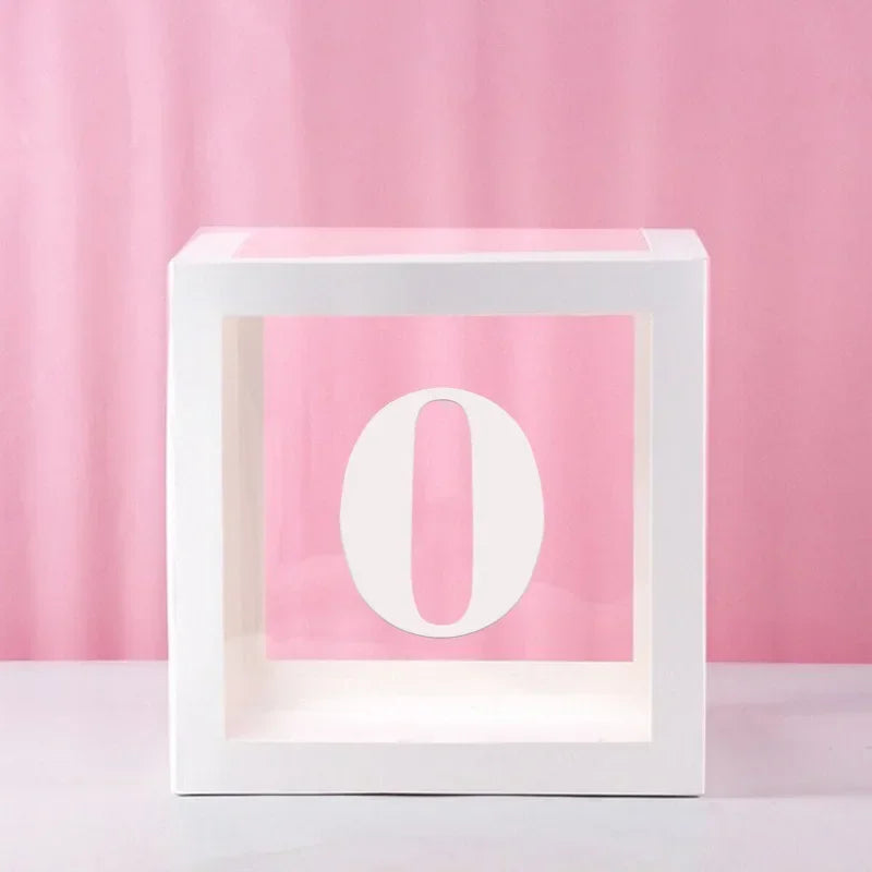 25/27cm Transparent Letter Baby Shower Box Birthday Wedding 1st Birthday Party Decorations Custom Cube Balloon with Letter Box