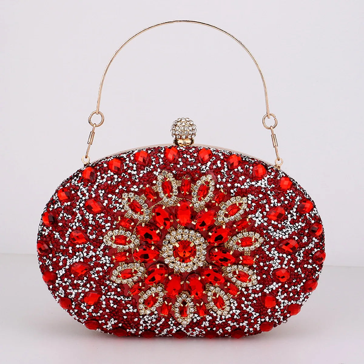 Flower Rhinestones Clutch: Evening Bag, Prom, Wedding Shoulder Handbag