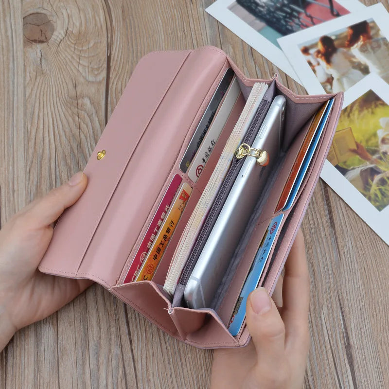 Vintage Long Clutch – Women's PU Wallet, Large Capacity, Multi Card & Money Clip