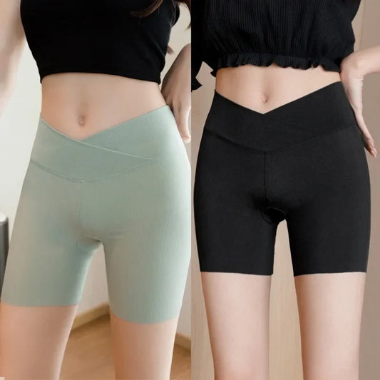 Women's Cross-Waist Ice Silk Yoga Shorts