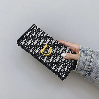 High-quality Fashion Cloth Short Wallet – Female Long Folding Wallet for Multi-cards and Change, Trendy Design.