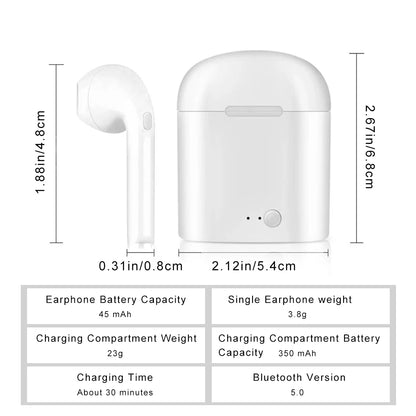 I7tws Wireless Binaural Bluetooth Headset 5.0 Stereo Scrub in Ear Earplugs Portability Sports Audio I7 Mini Bluetooth Earphones