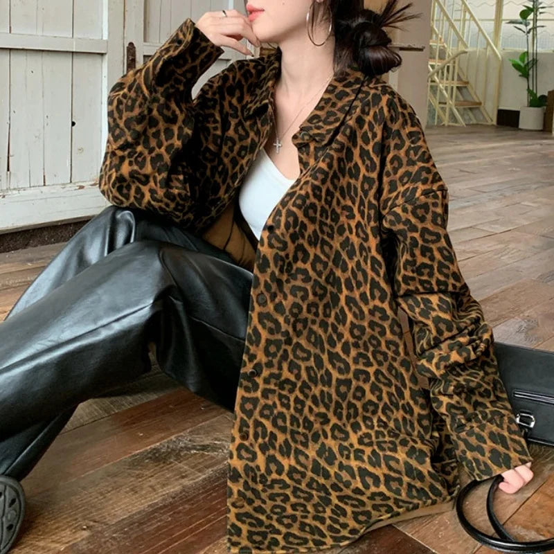 Chic Leopard Print Shirt Jacket Elegant and Casual