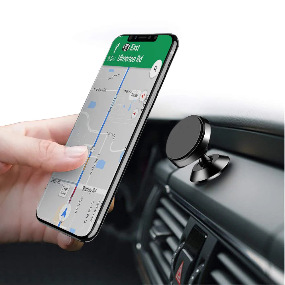 Magnetic Car Phone Holder with Dashboard or Wall Mount for iPhone, Samsung, and Xiaomi