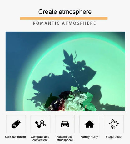 RGB Solnedgångslampa Projektion Led Nattljus Solnedgång Projektionslampa För Selfie-fest Människor Inga människor Plats Hem Vardagsrum Sovrumsinredning