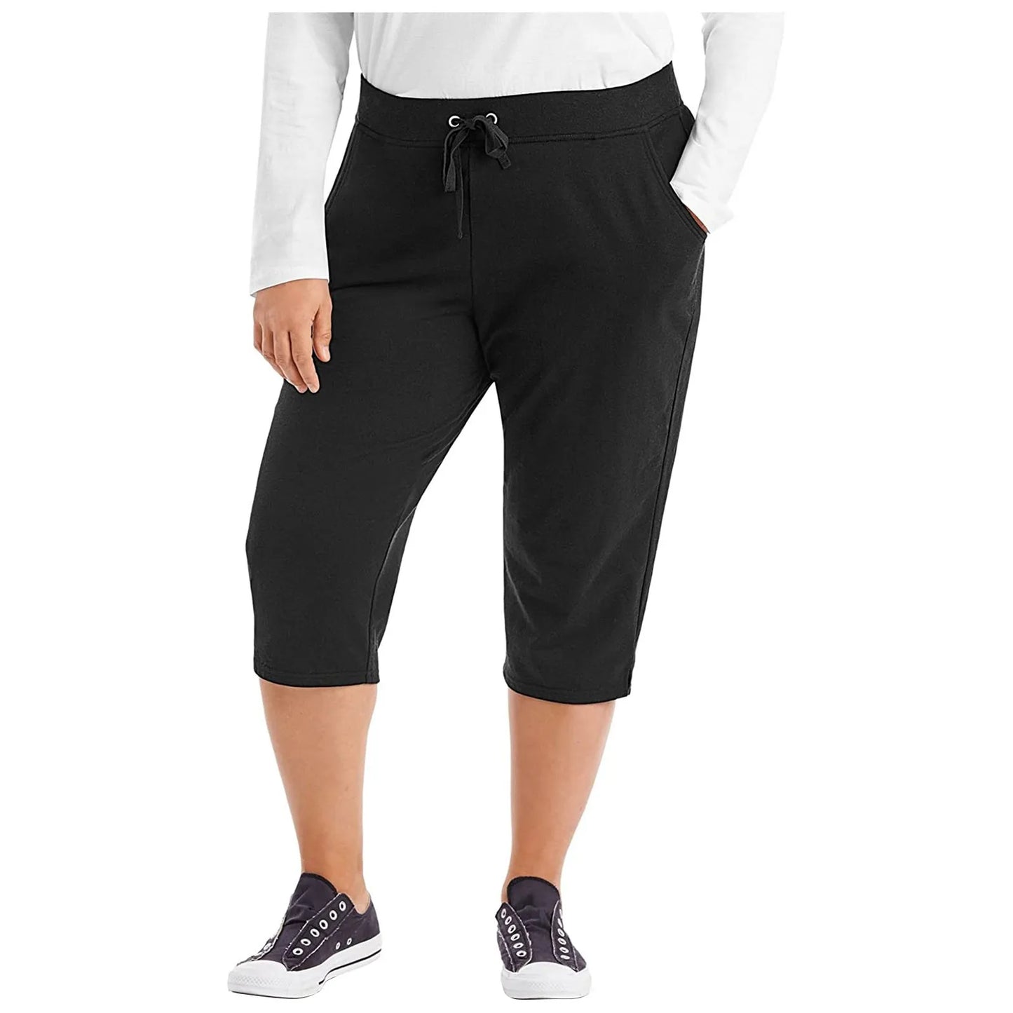 Women's Cropped Sports Leggings with Side Pockets