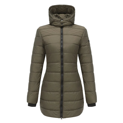 Long Quilted Puffer Jacket for Women in Bold Colors