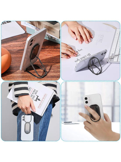 360-Degree Rotation Finger Ring Kickstand with Polished Metal Phone Grip for Magnetic Car Mount