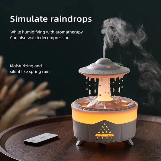 Rain Cloud Night Light Humidifier – Raining Water Drop Sound, 7 Color LED Light, Essential Oil Diffuser Aromatherapy