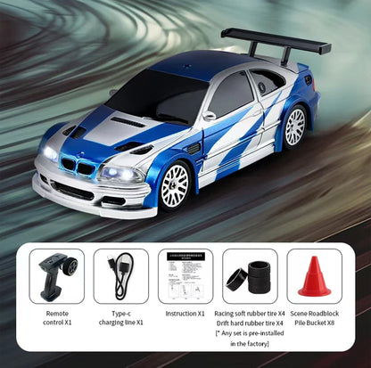 2.4G High speed Drift Rc Car 1/43 4WD Remote Control Car Four Wheel Drive Radio Controlled Mini GTR Racing Model Boy Toy Gift