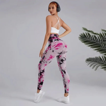 Kvinnors hög midja Tie-Dye Yoga Leggings i 26 färger