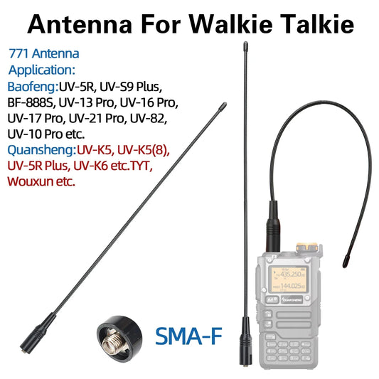 ABBREE AR 771 SMA honantenn Dual Band 144/430MHz för Baofeng UV 5R S9PLUS UV 13 21Pro Quansheng UV K5 Walkie Talkie NA771