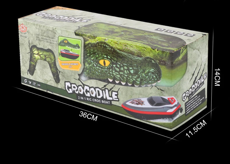 RC Boat Crocodile Head Remote Control High Speed Boat Kids Toys Boys Joke Alligator Decoy Pool Water River Game Spoof Party Gift