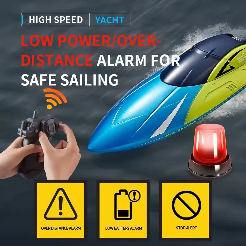 2.4G RC Boat 15 KM/H High-Speed Remote Control Racing Boat Rechargeable Model Electric Radio Speedboat Toys for Boys